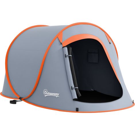 Tienda de campaña impermeable desplegable con accesorios y bolsa de transporte, 245x148x105 cm, gris