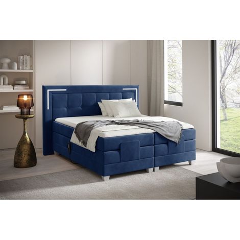 Boxspringbett Elektrisch Bett DORES 200x200cm in Stoff Fresh Dunkelblau (1/2)