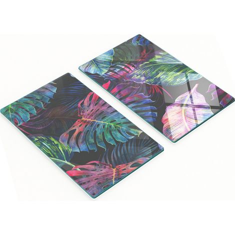 Tableaux en verre élégants et résistants, imprimés jungle et feuilles, 2 x 30 x 52 cm (1/5)