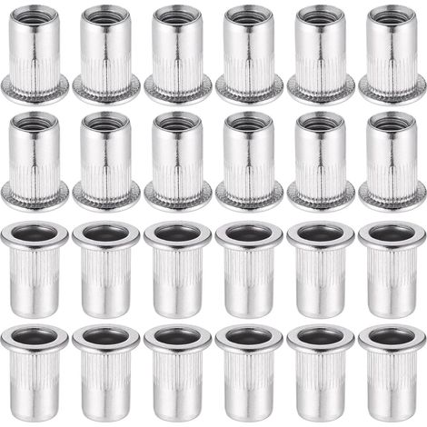 60 Pièces 304 Ecrou a Sertir M8 en Acier Inoxydable Tête Plate Ecrou Aveugle Rivet Fileté Ecrou a Rivet pour pince à insert fileté (1/5)