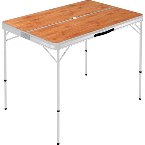 Table de camping pliable avec 2 bancs Aluminium Marron CFW806322 (1/5)