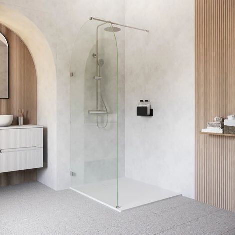 Cabine de douche à l italienne en arc de 80 cm avec charnières en nickel brossé et verre transparent de 8 mm facile à nettoyer h200 Nusa (1/4)