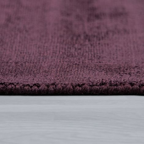 Paco Home Teppich Wohnzimmer Kurzflor Modern Einfarbig Schlichtes Muster Handgefertigt Lila 80x150 cm