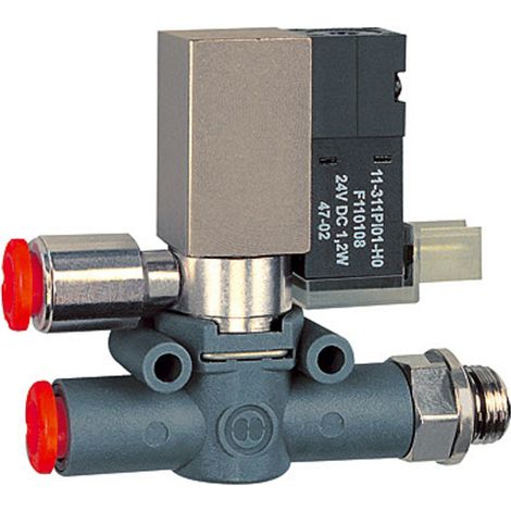 Riegler 3/2-Wege-Magnetventil, geführte Entl. Schl.-Gew. G1/8 Schl.6 NC (1/3)