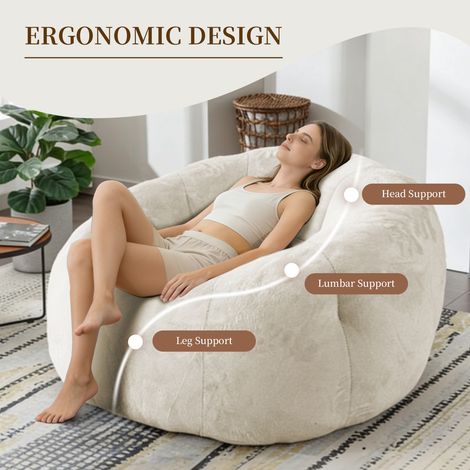 Pouf rond géant confortable, stabilité renforcée pour détente polyvalente au salon ou chambre, coussin moelleux et design moderne. (1/5)
