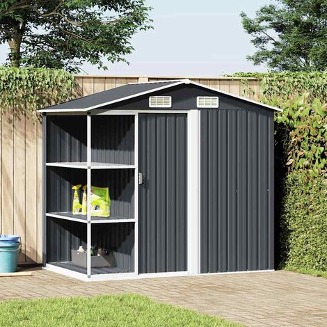 Abri de jardin avec étagère-Remise Cabane pour outils Anthracite 205x130x183 cm Fer (1/5)