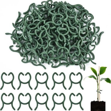 200 Pflanzenclips, Tomatenclips, Kletterhilfe, Tomatenclip, Pflanzenständer, Blumenclip, Pflanzenringe zum Befestigen von Kletterpflanzen, 2 x 2,6 cm (1/5)