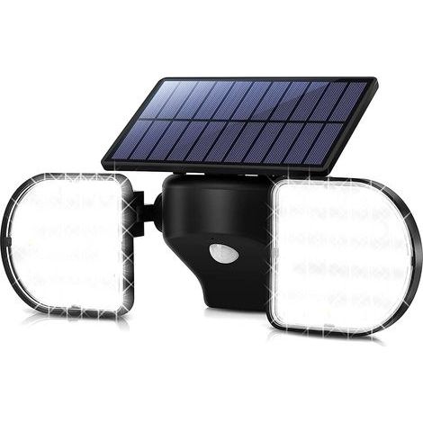 Lampes Solaires Extérieures 56 LED Projecteurs Solaires Détecteur de Mouvement Double Panneau Lumière de Sécurité Projecteur Mural Réglable à 360° IP65 Étanche pour Jardin Garage Allée Porte d'entrée (1/5)
