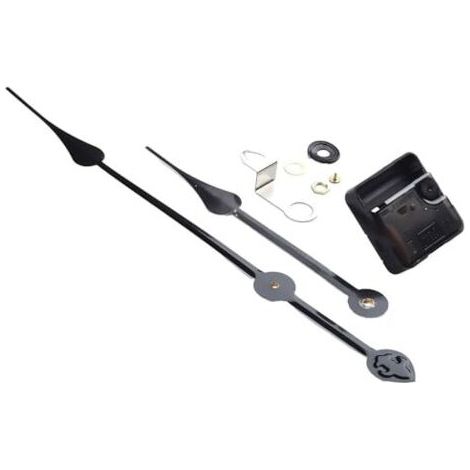 WIIYENA High-Performance Quartz Wall Clock Movement Repair Kit with Long Hands for Large Clocks 50-60 cm (Black)