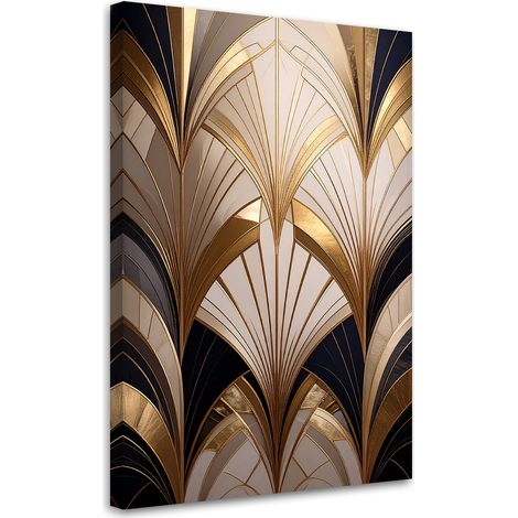 Stampe su Tela, Motivo geometrico decorativo nei toni dell'oro e del marrone. - 40x60 (1/2)