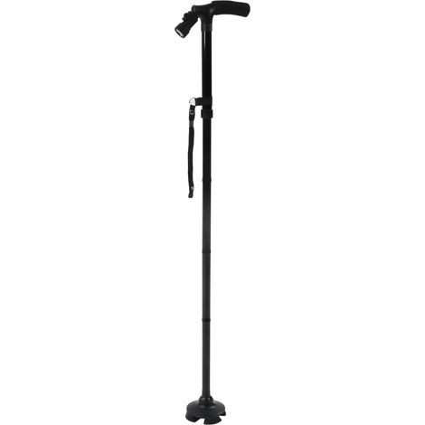 Béquilles télescopiques en alliage d' bâtons de marche canne pour personnes âgées plein air avec torche Aluminium (1/5)