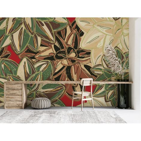 Papier peint nature feuillage et fleurs dantan dorees - 150 x 250 cm (1/2)