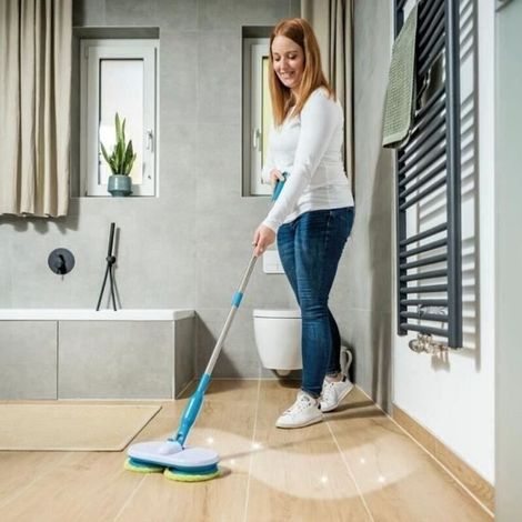 (Blanc, Bleu)Balai motorisé Duo Spinner Rotalib Turbo Spin - Rechargeable - 90 min autonomie - 6 disques nettoyants (1/5)