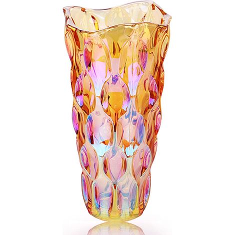 Vase en Verre épais de 1,6 kg, 24,1 cm, Style bohème, pour centres de Table, Cuisine, Bureau, Salon, Mariage, pour décoration d'intérieur (Ambre flotté) (1/5)