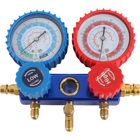 Outil diagnostic climatisation auto froid manomètres double voie kit vannes R134a R22 (1/5)