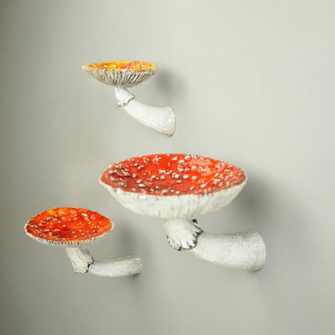 Lot de 3 étagères murales en résine en forme de champignon, support flottant fantaisiste pour loisirs créatifs, étagères murales en forme de champignon pour chambre ou salon (1/5)