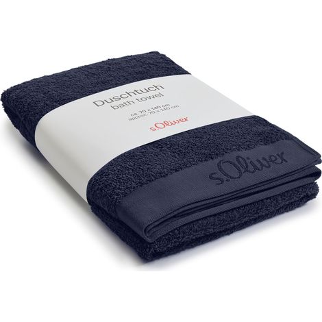 Serviette de douche 70 x 140 cm – 100 % coton, 600 g/m², douce et absorbante, serviette de bain bleu foncé (1/4)