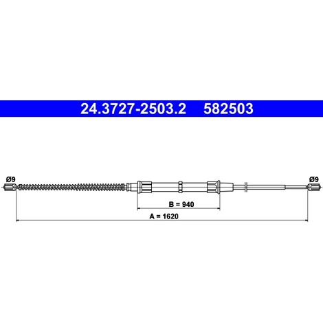 Tirette à câble, frein de stationnement ATE 24.3727-2503.2 SKODA 1J0 609 721 D