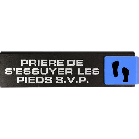 Plaque de porte Priére de s'essuyer les pieds - Europe design 175x45mm - 4260259
