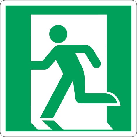 Panneau de sortie de secours ISO 7010 StoreForSigns - Taille : 200x200mm - Matériau : PVC luminescent - Size: 250250mm - Material: Aluminum