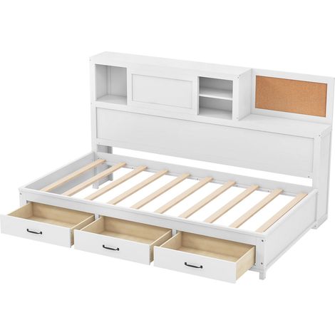 COSTWAY Daybed Frame with 3 Storage Drawers Single Guest Bed (1/5)