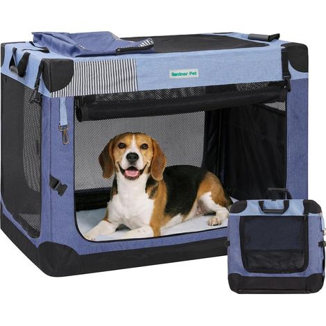 Hundetransportbox faltbar 76x53x53cm mit Decke und Tragegriffen, bis 23kg (1/3)
