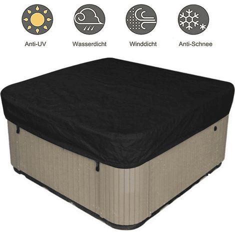 Couverture pour spa de jardin 244 x 244 x 30 cm, noire, en tissu Oxford 2100D, imperméable, anti-poussière et anti-UV, pour baignoire spa extérieure. (1/5)