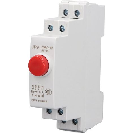 Interrupteur à Bouton-poussoir, Rail DIN, 230V AC, 2NO 2NC, PC Rouge, Protection IP20, 6A (1/5)