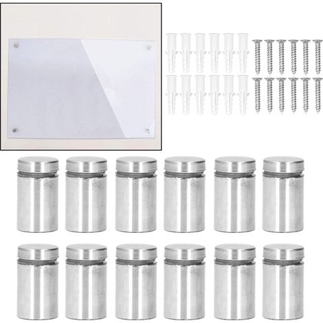 Ensemble de 12 vis de fixation en acier inoxydable, support mural 1930 mm, vis pour porte-panneau, kit de vis publicitaires pour le montage de cadres photo en acrylique et de quincaillerie en verre. (1/5)