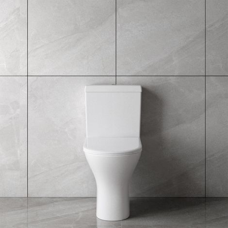Acezanble Close Coupled Ceramic Toilet Modern Bathroom Round Soft Close Seat WC Pan Dual Flush Cistern
