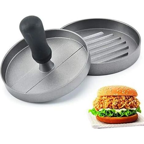 Presse à hamburgers en fonte d'aluminium pour de délicieux hamburgers, galettes et grillades, avec revêtement antiadhésif, diamètre 11,8 cm. (1/5)