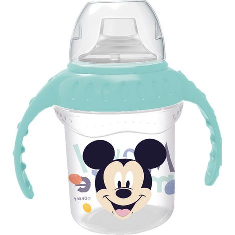 Tazza da Viaggio Originale Disney Mickey in plastica da 270 ML con manici removibili e beccuccio morbido in silicone