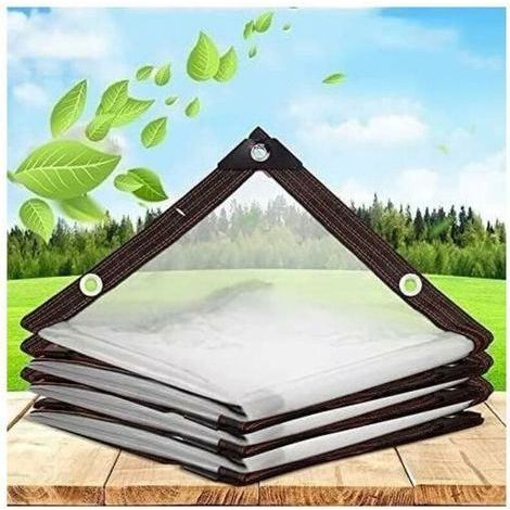 Transparent Waterproof Tarpaulin with Eyelets - for Garden Furniture - Outdoor Use - Rainproof - Plant Insulation - Dust Resistant - 2 x 1 m (1/4)