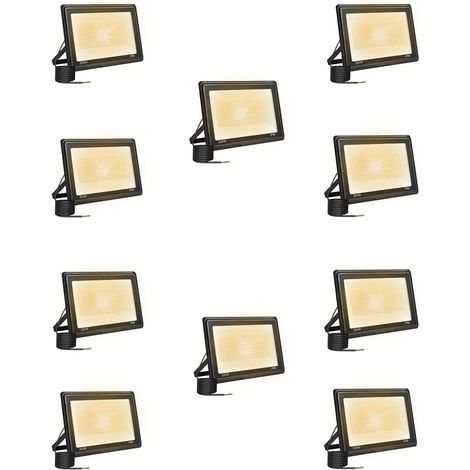 10 Pièces 200W Projecteur Led Extérieur, Spot Led Exterieur 20000LM 3000K Blanche Chaude IP66 ImperméAble Projecteur Exterieur Pour Jardin Garage Patio Grange Cour (1/5)