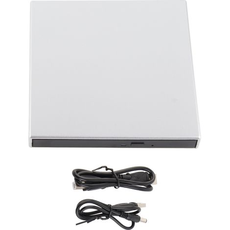 Ultraflaches externes DVD-Laufwerk – Tragbarer USB 2.0 CD/DVD-Brenner für PC, Laptop und Desktop-Computer – Silber