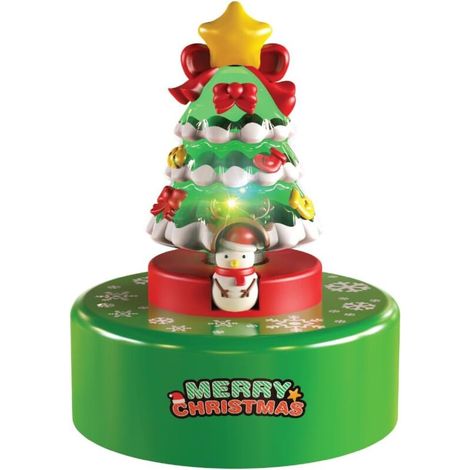 Boîte à Musique pour Arbre de Noël avec Bonhomme de Neige Rotatif et Arbre Lumineux pour décorations de Noël. Joue la Chanson Nous Vous souhaitons Un Joyeux Noël (1/5)