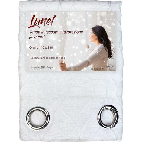 TENDA LUNEL in tinta unita BIANCO cm. 140X280 COPRENTE confezionata