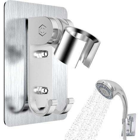 Support de douche, support de douche réglable, support de douche à main, pas besoin de remplacement pour le support de douche à main sans perçage, support de douche à main réglable à grand angle (1/5)