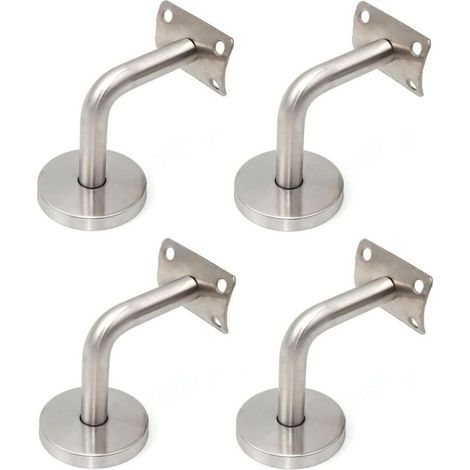4 Pièces Supports de Rampe d'escalier en Acier Inoxydable Balustrade Murale Support de Tube 90° Supports de Main Courante pour Fixation Murale Escalier Support Mural de Garde-Corps Supports Mur (1/5)