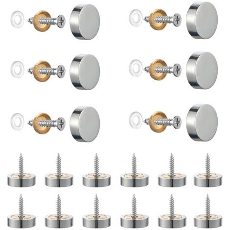 Lot de 20 vis en acier inoxydable brossé –Capuchons décoratifs argentés 12/14 x 5 mm –Résistantes à la rouille pour miroirs et meubles (1/5)
