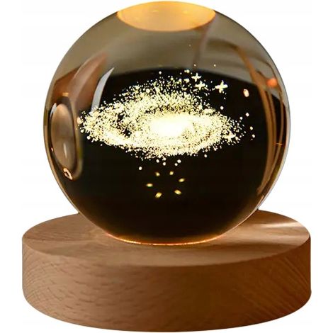 Glaskugel-Nachtlampe 6 cm, USB-betrieben, für Kinderzimmer, Galaxy