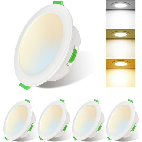 Pack de 5 Spot Encastré LED, Ultra Mince 28mm, Température Réglable, Gradable IP44, Salon Cuisine