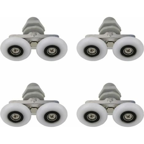 Roulettes Doubles pour Porte de Douche Roulettes pour Porte de Douche Roulettes Coulissantes Porte Salle de Bain Douche Rouleau de Douche de Rechange,Pièces de rechange pour salle de bain 23mm 4 PCS (1/4)