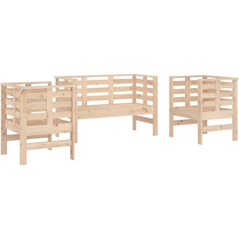 Maison Exclusive - Juego de muebles de jardín 3 piezas madera mac