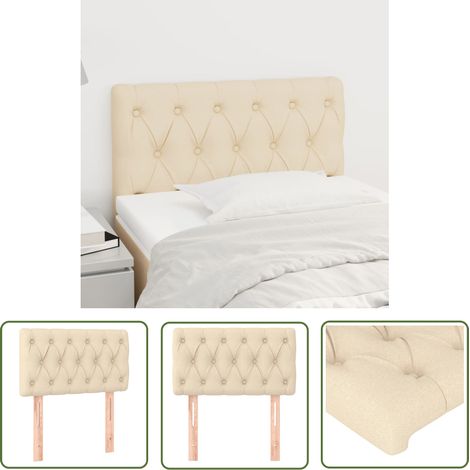 The Living Store Tête de lit Crème 80x7x78/88 cm Tissu - Tête De Lit - Têtière De Lit - Literie - Meuble De Chambre - Décoration Chambre (1/5)