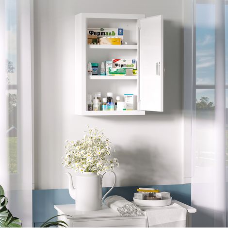 MEUBLIV Armario mural para medicamentos blanco 30 x 14 x 46 cm - 3 estantes (1/5)