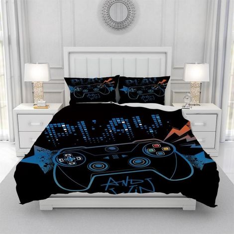 Parure de lit 3D Gamepad 220x240 cm Microfibre avec 2 taies d'oreiller