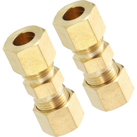 2 Raccords Compression Laiton - Droit 5/16" - Étanche Gaz Liquide - Auto Industrie Jardin - 38x15mm (1/5)