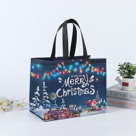 Sac Cadeau De Noël - En Tissu Non Tissé Réutilisable - 32,5 x 25 x 17 cm - Pour Emballage Cadeaux Fêtes Familiales Et Réunions (1/3)