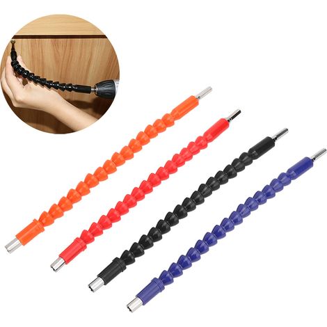Ensemble de 4 rallonges flexibles avec tige pour tournevis et perceuses, connecteur avec tige hexagonale de 1/4 pouce (1/5)